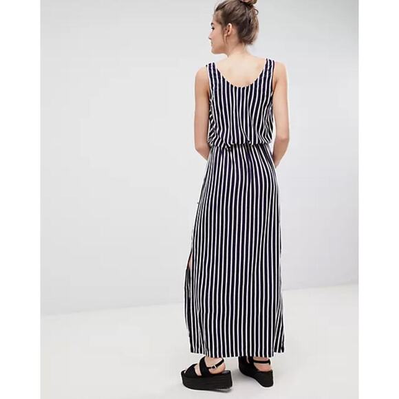 ASOS Blend She Black & White Stripe Maxi Dress Size Large - Picture 2 of 11